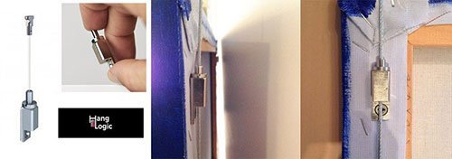 Artiteq Frame Hanger installed on a picture frame by Hang Logic, supporting up to 40 kg per pair for secure, flat-to-wall hanging of heavy mirrors and unusual shaped objects.