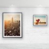 ArtiTeq Shadowline Masonry White Brick Studio Two framed city prints on white brick wall hung from hidden ArtiTeq Shadowline Masonry picture rail with slim shadow line
