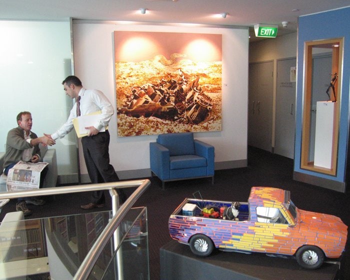 Picture Hanging Systems in hotel lounge