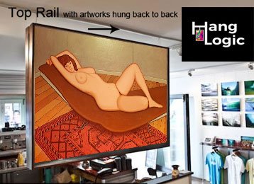 how to hang pictures from the ceiling with the Artiteq top rail ceiling track