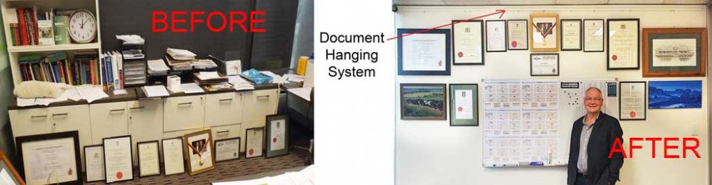 How to hang diplomas with a picture hanging system