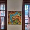 Artwork hung with Artiteq Perlon & Loop latched on gallery hook which is attached on Victorian Timber Rail Single artwork displayed with Artiteq Perlon & Loop system on a Victorian-style timber picture rail at Hang Logic