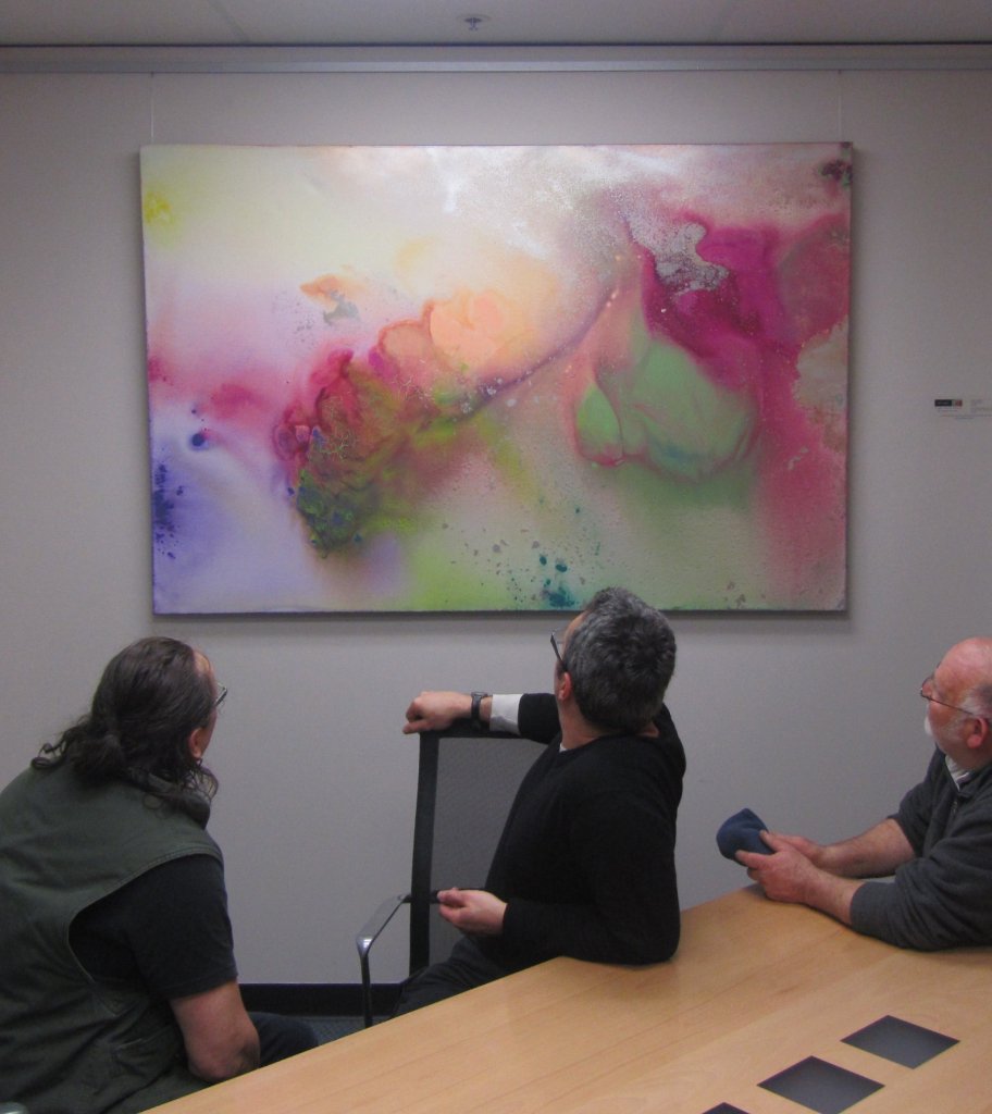 Boardroom Artwork Hung on Artiteq Rail with 2 mm Perlon Twister Cables