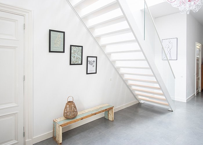 Hanging pictures staircase