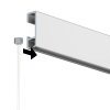 Close‑up of a Slider Economy 2 mm perlon hanging wire being inserted from the side into a white picture rail, supplied by Hang Logic.