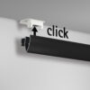 Up Rail clicking onto discreet ceiling clips for a clean floating picture rail line that keeps wall finishes intact